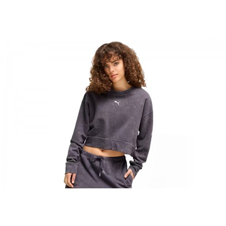 Puma Dare To Relaxed Washed Crew Μπλούζα Με Λαιμόκοψη Γυναικεία 