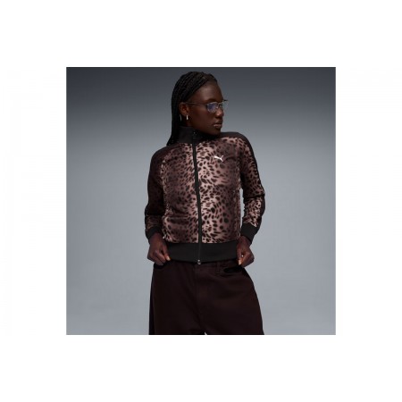 Puma T7 Leo Luxe Γυναικεία Πολυεστερική Ζακέτα Καφέ, Μαύρη
