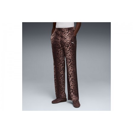 Puma T7 Leo Luxe Γυναικείο Παντελόνι Φόρμας Καφέ, Μαύρο