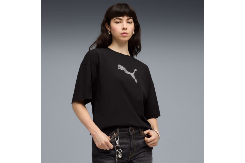 Puma Essentials Graphics Bedazzled Γυναικείο Κοντομάνικο T-Shirt Μαύρο