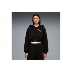 Puma Ess Graphic Bedazzled Γυναικεία Ζακέτα με Κουκούλα Μαύρη