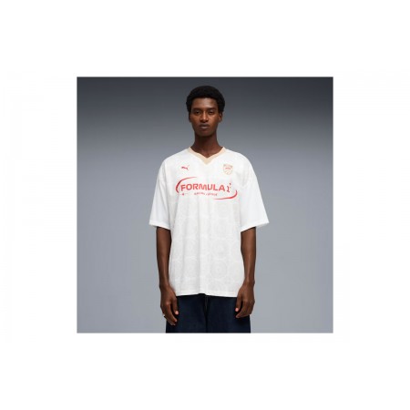 Puma F1 Italy Relaxed Jersey Ανδρικό Κοντομάνικο T-Shirt Λευκό, Μπεζ, Κόκκινο