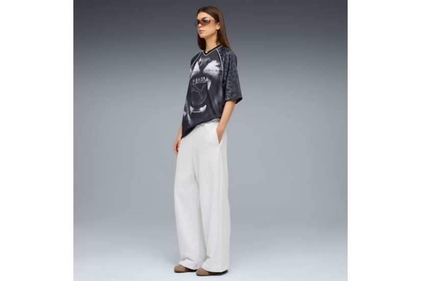 Puma Street Glam Relaxed Graphic Jersey Γυναικείο Κοντομάνικο T-Shirt Μαύρο, Λευκό