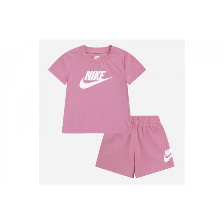 Nike Club Βρεφικό Σετ Κοντομάνικη Μπλούζα - Σορτς Ροζ