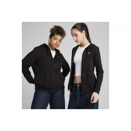 Puma Essentials Full-Zip Γυναικεία Βαμβακερή Ζακέτα με Κουκούλα Μαύρη