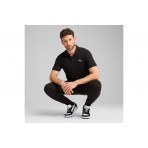Puma Ess Pique Ανδρική Κοντομάνικη Polo Μπλούζα Μαύρη