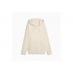 Puma Essentials Tape Γυναικεία Βαμβακερή Ζακέτα με Κουκούλα Εκρού