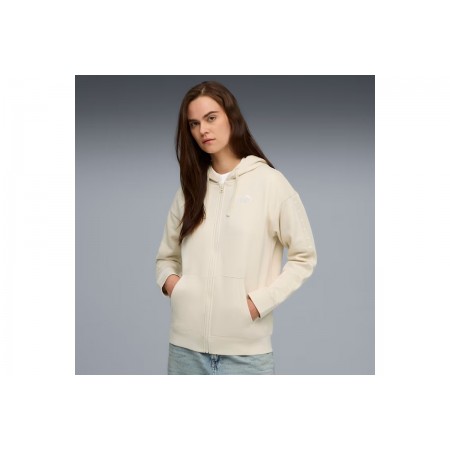 Puma Essentials Tape Γυναικεία Βαμβακερή Ζακέτα με Κουκούλα Εκρού