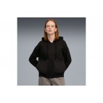 Puma Her Relaxed Γυναικεία Βαμβακερή Ζακέτα με Κουκούλα Μαύρη