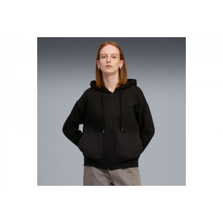 Puma Her Relaxed Γυναικεία Βαμβακερή Ζακέτα με Κουκούλα Μαύρη