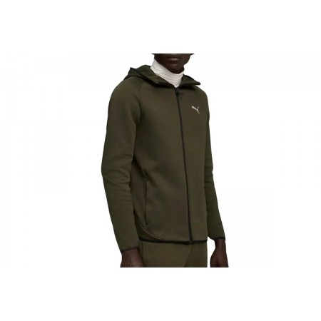 Puma Evostripe Ανδρική Ζακέτα με Κουκούλα Χακί