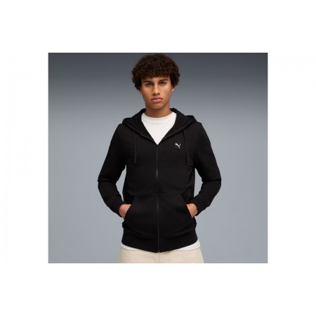 Puma Ess Small No 1 Logo Ανδρική Βαμβακερή Ζακέτα με Κουκούλα Μαύρη