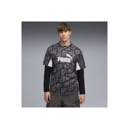 Puma Essentials Block Football Jersey Ανδρικό Κοντομάνικο T-Shirt Μαύρο, Λευκό