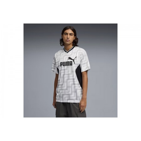 Puma Essentials Block Football Jersey Ανδρικό Κοντομάνικο T-Shirt Γκρι, Μαύρο, Λευκό