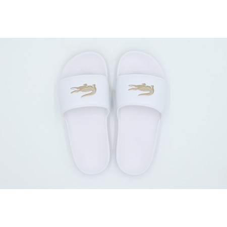 Lacoste Serve Slides Γυναικείες Παντόφλες Λευκές, Μπρονζέ