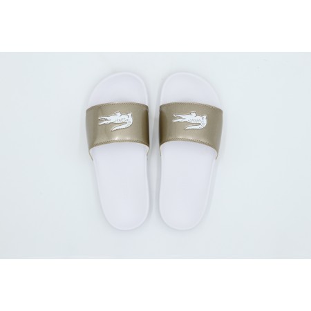Lacoste Serve Slides Γυναικείες Παντόφλες Χρυσές, Λευκές