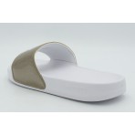 Lacoste Serve Slides Γυναικείες Παντόφλες Χρυσές, Λευκές