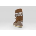 Moon Boot Icon Brown Nylon Γυναικείες Μπότες Χιονιού Καφέ, Λευκές