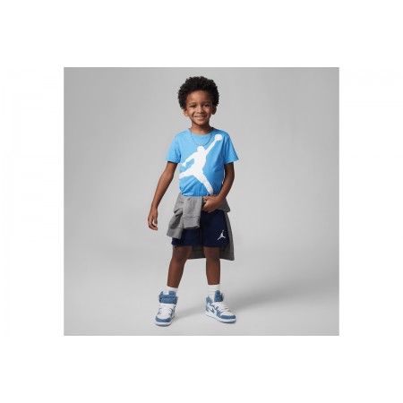 Jordan Jumbo Jumpman Παιδικό Σετ Κοντομάνικη Μπλούζα - Σορτς Γαλάζιο, Μπλε Σκούρο, Λευκό