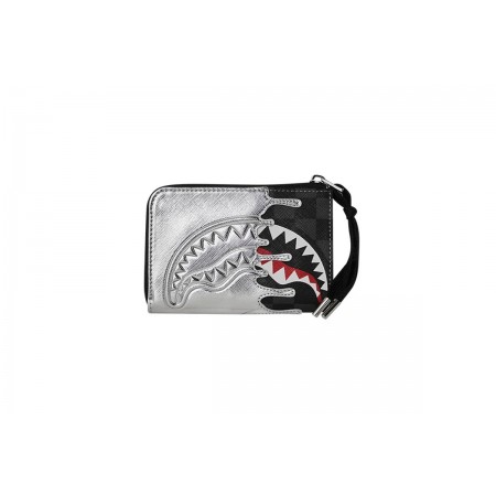 Sprayground Silver Side Drip Black Check Πορτοφόλι Ασημί, Ανθρακί, Μαύρο