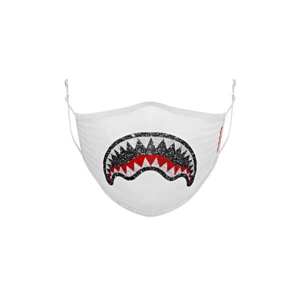 Sprayground White Trinity Crystal Shark Face Mask 