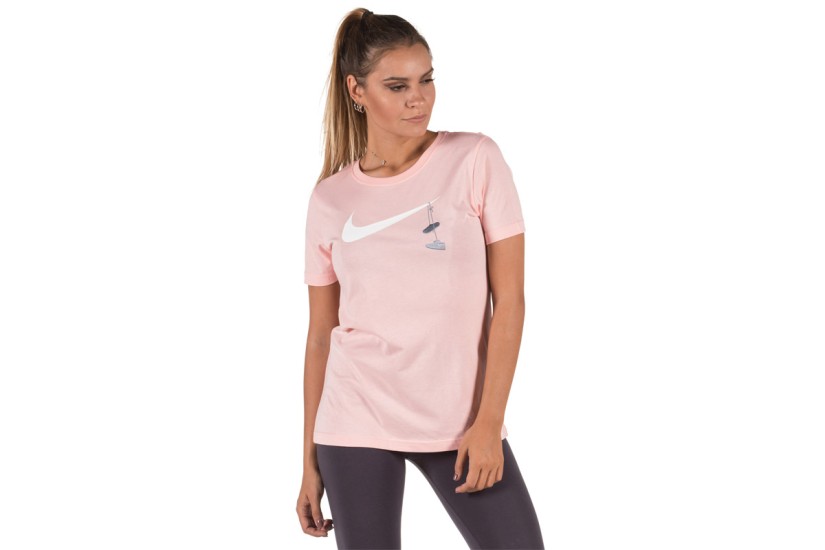 Nike Sportswear Swoosh Shoes Embroidered Γυναικείο Κοντομάνικο T-Shirt Ροζ