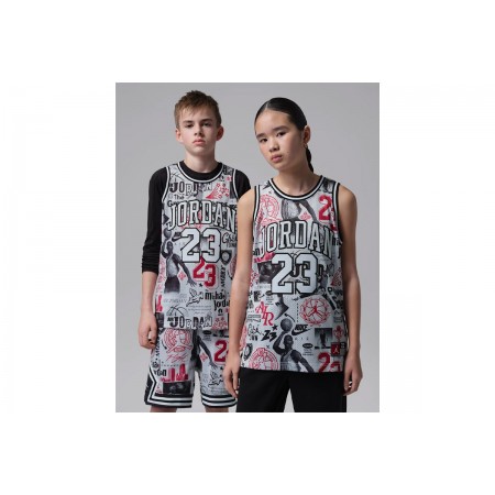 Jordan Printed 23 Jersey Παιδική Αμάνικη Μπλούζα Λευκή, Μαύρη, Κόκκινη