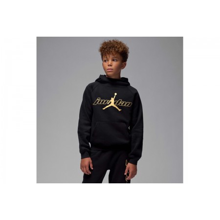 Jordan Mountainside Fleece Παιδικό Φούτερ με Κουκούλα Μαύρο, Χρυσό