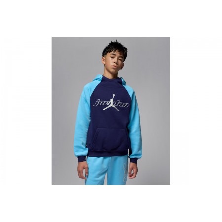 Jordan Mountainside Fleece Παιδικό Φούτερ με Κουκούλα Μπλε Σκούρο, Γαλάζιο, Ασημί