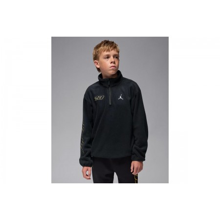Jordan Brooklyn Παιδική Μακρυμάνικη Μπλούζα Fleece με Φερμουάρ Μαύρη