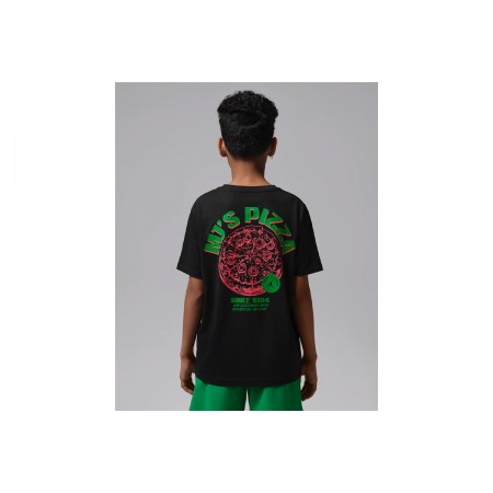 Jordan MJ'S Pizza Παιδικό Κοντομάνικο T-Shirt Μαύρο, Πράσινο, Ροζ Φλούο