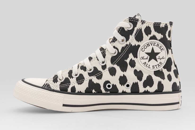 Converse Chuck Taylor All Star High Cow Print Sneakers Εκρού, Μαύρα