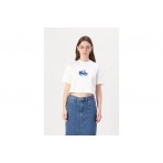 Karl Lagerfeld Glitched Γυναικείο Boxy Κοντομάνικο T-Shirt Λευκό