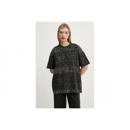Karl Lagerfeld Relaxed Aop Text T-Shirt Γυναικείο 