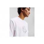 Karl Lagerfeld Curved Hem Shibori Ανδρικό Κοντομάνικο T-Shirt Λευκό