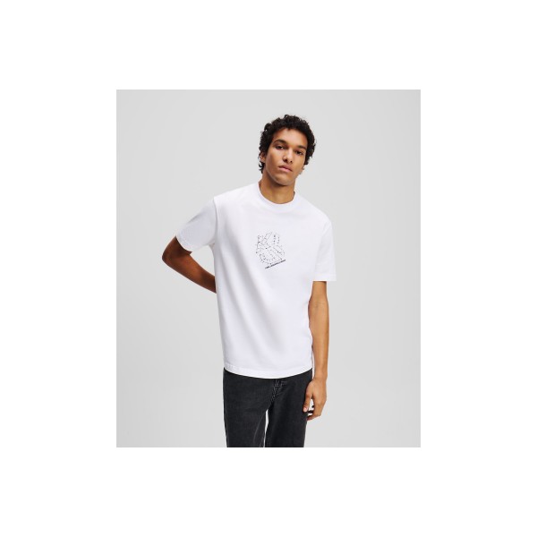 Karl Lagerfeld Reg Curved Hem Shibori T-Shirt Ανδρικό (A2M17073 100)