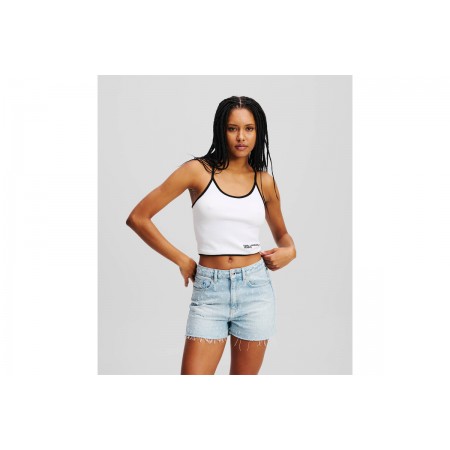 Karl Lagerfeld Contrast Binding Crop Top Αμάνικο Γυναικείο 