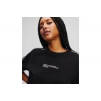 Karl Lagerfeld Relaxed Cropped Piping Γυναικείο Κοντομάνικο T-Shirt