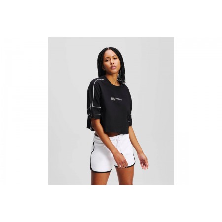 Karl Lagerfeld Relaxed Cropped Piping T-Shirt Γυναικείο 