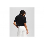 Karl Lagerfeld Cropped Monogram Γυναικείο Κοντομάνικο T-Shirt Μαύρο