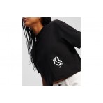 Karl Lagerfeld Cropped Monogram Γυναικείο Κοντομάνικο T-Shirt Μαύρο