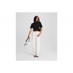 Karl Lagerfeld Cropped Monogram Γυναικείο Κοντομάνικο T-Shirt Μαύρο