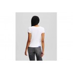 Karl Lagerfeld Slim V-Neck Γυναικείο Κοντομάνικο T-Shirt Λευκό