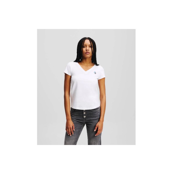 Karl Lagerfeld Slim V-Neck T-Shirt Γυναικείο (A2W17097 100)