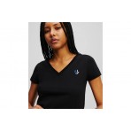 Karl Lagerfeld Slim V-Neck Γυναικείο Κοντομάνικο T-Shirt Μαύρο