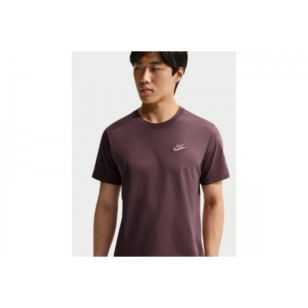 Nike Sportswear Club Ανδρικό Κοντομάνικο T-Shirt Μπορντό