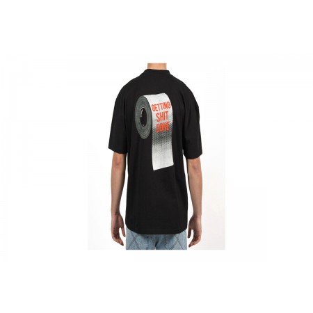 Bee Unusual Getting Shit Done Oversized Ανδρικό Κοντομάνικο T-Shirt Μαύρο
