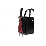 Tommy Jeans Logo Charm Mini Γυναικεία Τσάντα Tote Χιαστί Μαύρη 1,8L