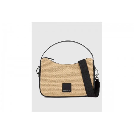 Karl Lagerfeld Logo Woven Raffia Mini Hobo Τσάντα Ώμου-Χειρός 