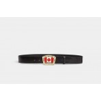 Dsquared2 Canadian Flag Plaque Ανδρική Δερμάτινη Ζώνη Μαύρη